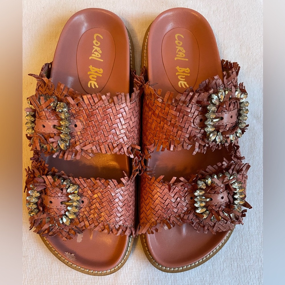 Coral Blue Buckle Sandals